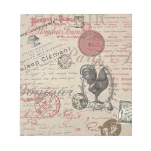 Vintage-Französische Schrift Paris Hahn Typografie Notizblock