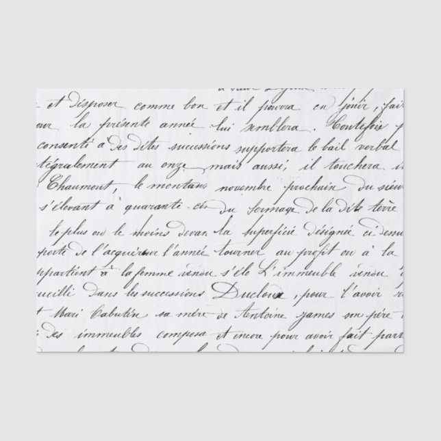 Vintage französische Schrift Seidenpapier (Vorderseite)