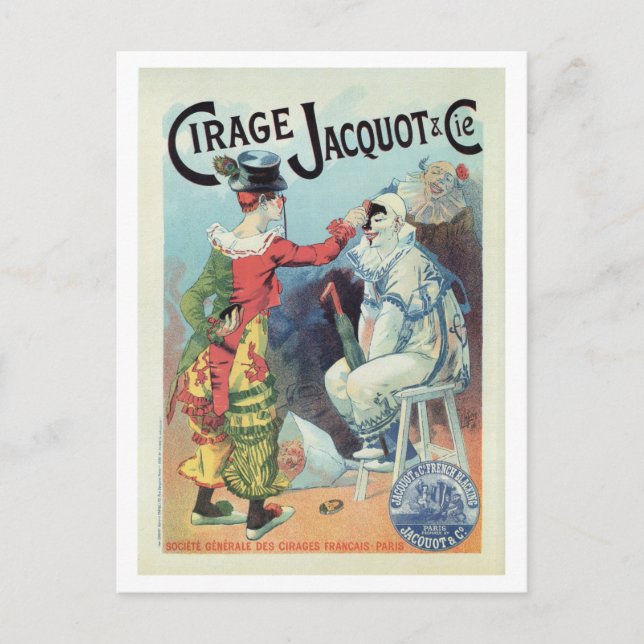 Vintage französische Schuhcreme, Clowns Postkarte (Vorderseite)
