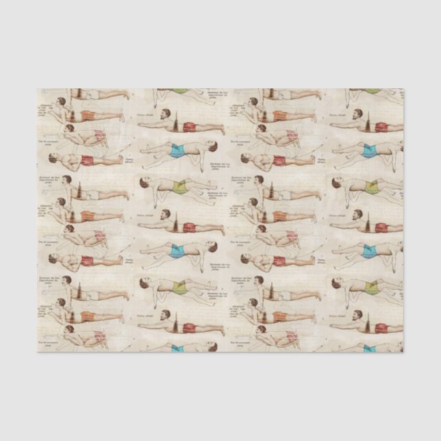 Vintage französische Schwimmer  Seidenpapier (Vorderseite)