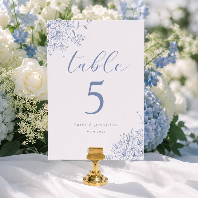 Vintage-Französische-Something-Blue-Hochzeit Tischnummer (Von Creator hochgeladen)