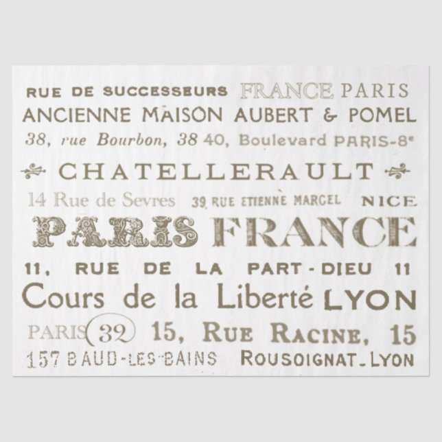 Vintage französische Stadt heißt Paris Collage Seidenpapier (Vorderseite)