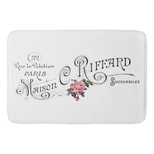 Vintage französische Typografie Badematte (Vorderseite)