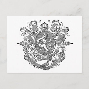 Vintage-französische Typografie-Cherub-Design Postkarte