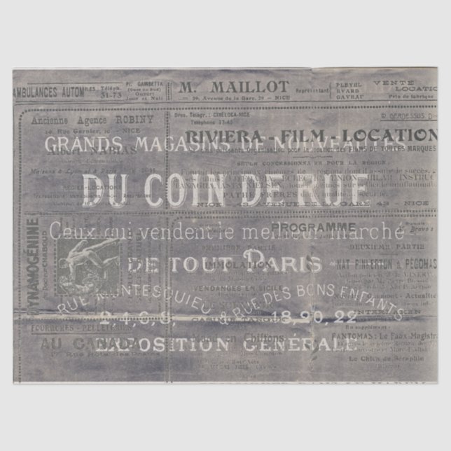 Vintage französische Typografie-Collage-Werbung Seidenpapier (Vorderseite)