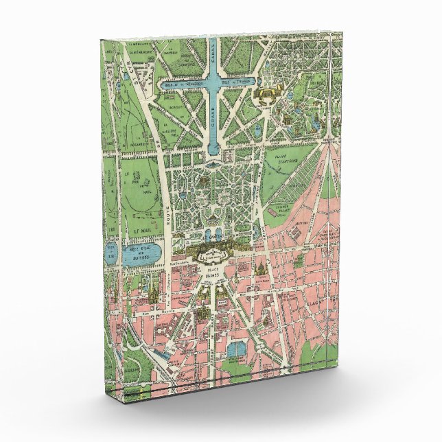 Vintage französische Versailles-Illustrationskarte Fotoblock (Links)