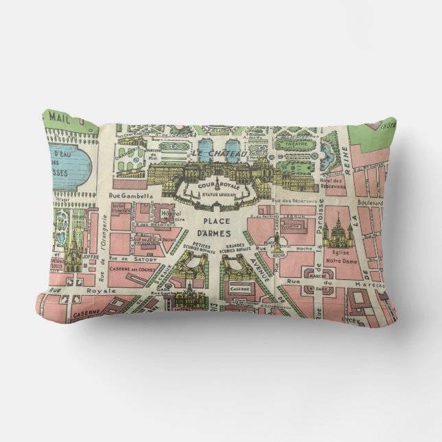 Vintage französische Versailles-Illustrationskarte Lendenkissen (Vorderseite)