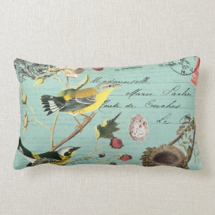 Vintage Französische Vögel Kissen