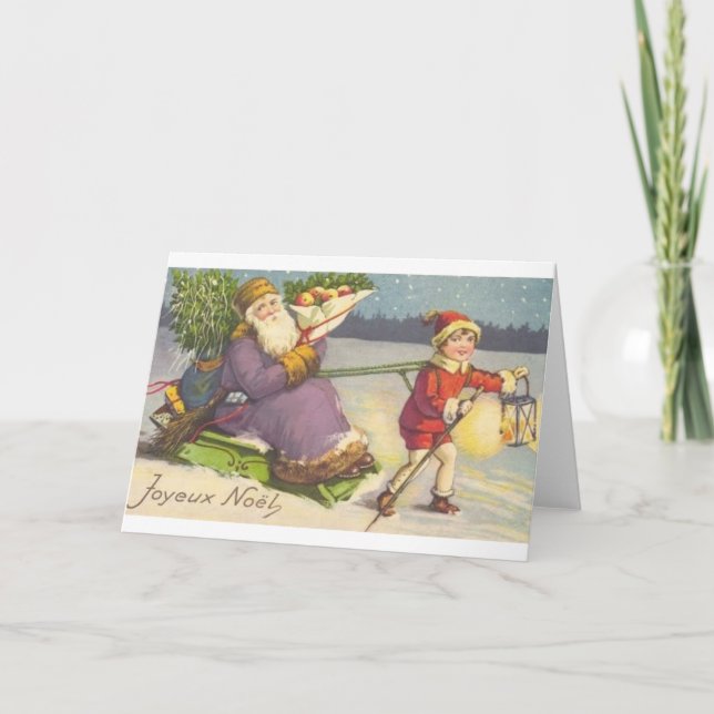 Vintage französische Weihnachtskarte Feiertagskarte (Vorderseite)