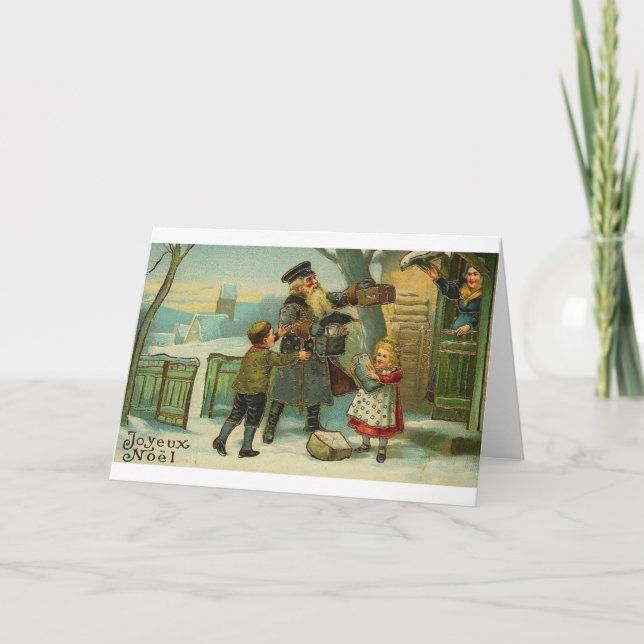 Vintage französische Weihnachtskarte Feiertagskarte (Vorderseite)