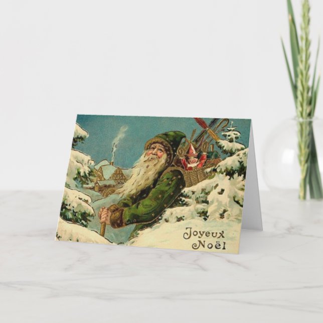 Vintage französische Weihnachtskarte Feiertagskarte (Vorderseite)