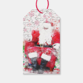 Vintage französische Weihnachtsmarken (Wasserfarbe Geschenkanhänger