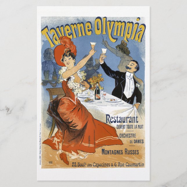 Vintage Französische Werbe-Taverne Olympia Briefpapier (Vorderseite)