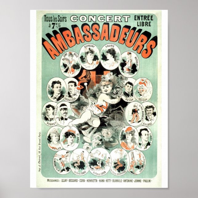 Vintage französische Werbekonzerte 1881 Poster (Vorne)