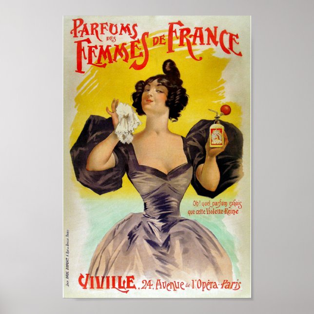 Vintage französische Werbeparfums des Femmes de F Poster (Vorne)