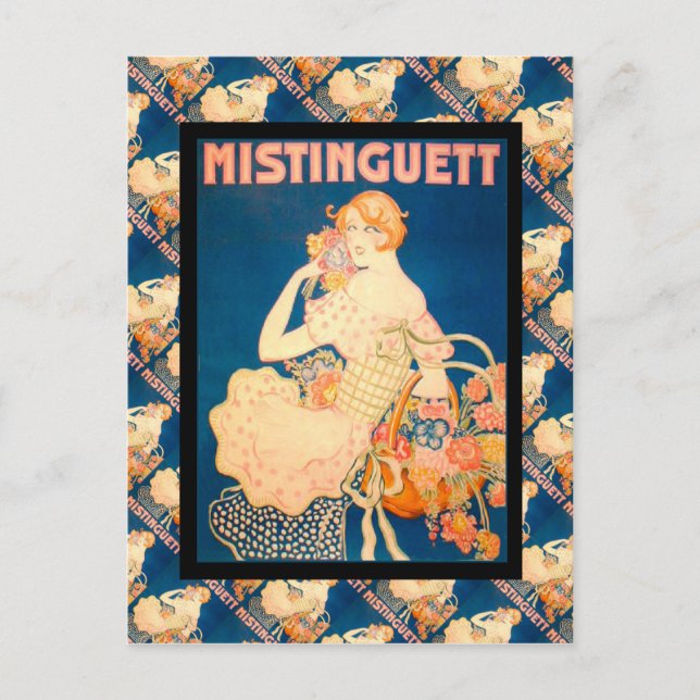 Vintage französische Werbung, Mistinguett Postkarte (Vorderseite)
