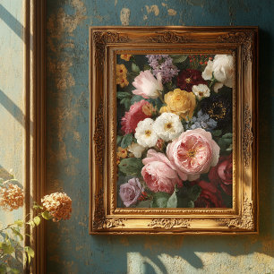 Vintage französischer romantischer Blumenstrauß Fi Poster