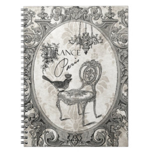 Vintage französischer Stuhl Notizbuch Notizblock