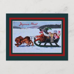 Vintage-französischer Troll wie Weihnachtsmann Wei Feiertagspostkarte