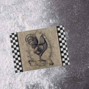 Vintage französisches Huhn auf Schachbrettmuster  Schneidebrett