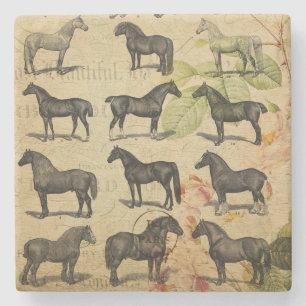 Vintage Französisches Pferd Steinuntersetzer