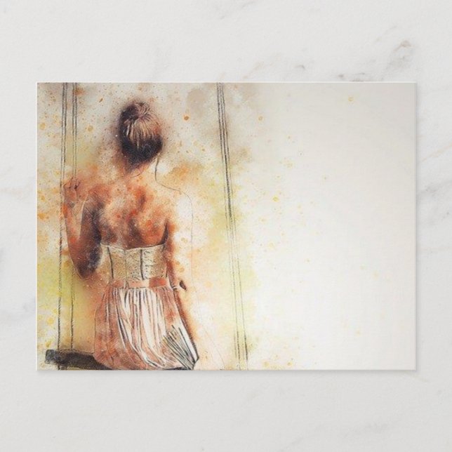 Vintage Frau auf der Postkarte (Vorderseite)