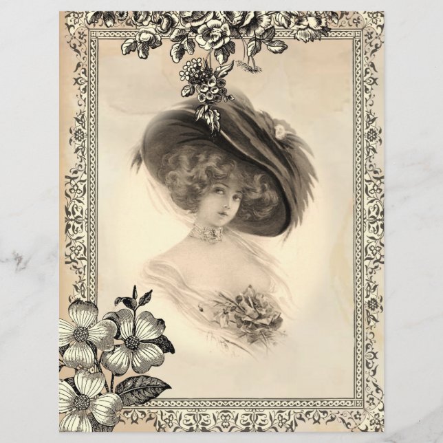 Vintage Frau aus den 1920er Jahren mit Hutschreibe (Vorderseite)