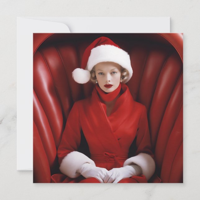 Vintage Frau Claus Feiertagskarte (Vorderseite)