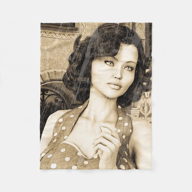 Vintage Frau Fleecedecke (Vorderseite)
