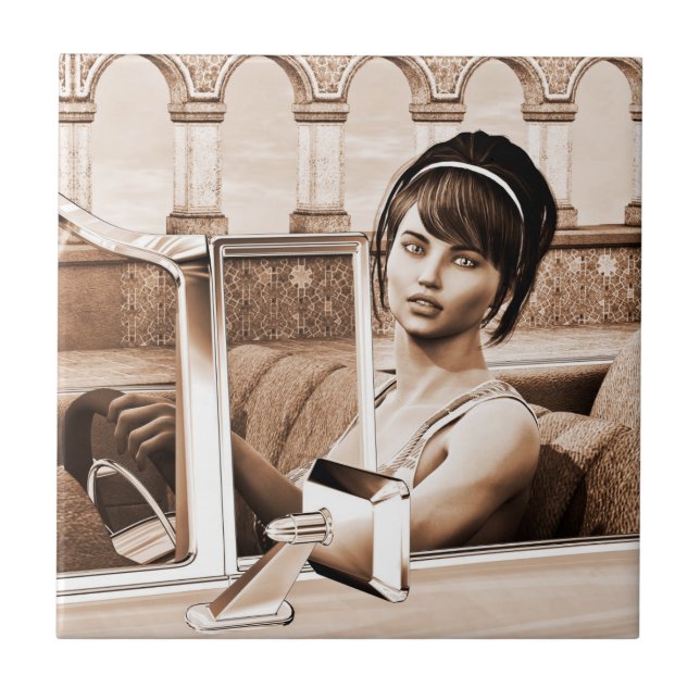 Vintage Frau Fliese (Vorderseite)