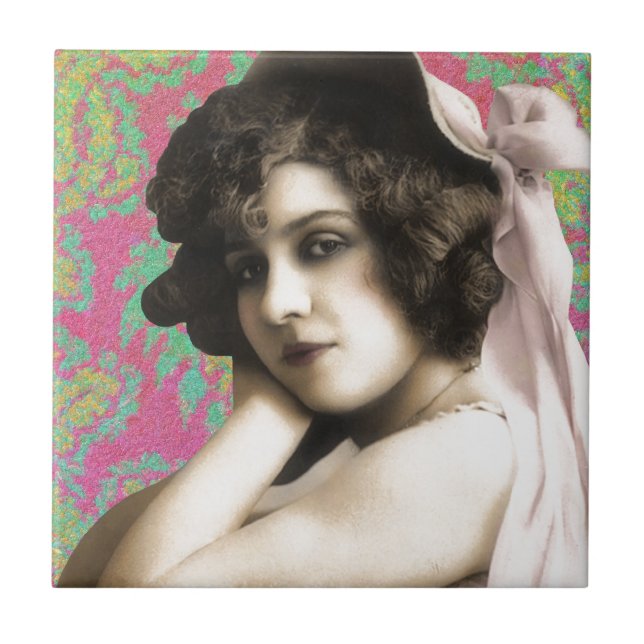 Vintage Frau Fliese (Vorderseite)