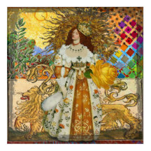 Vintage Frau Goldene Sonne: Löwe Sternzeichen Coll