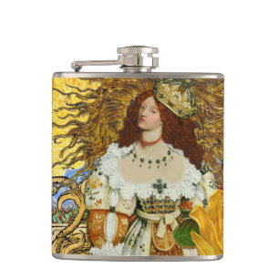 Vintage Frau Goldene Sonne: Löwe Sternzeichen Coll Flachmann