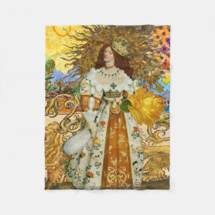 Vintage Frau Goldene Sonne: Löwe Sternzeichen Coll Fleecedecke