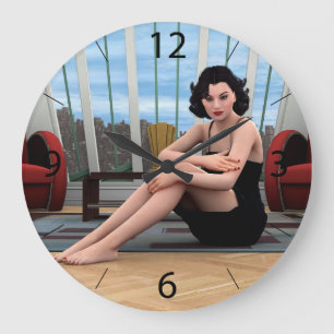 Vintage Frau Große Wanduhr