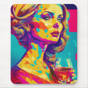 Vintage Frau Holen Sie ein Glas Abstrakte Kunst Mousepad