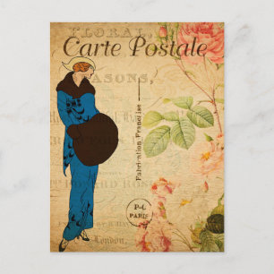 Vintage Frau im neuesten Paris Postkarte