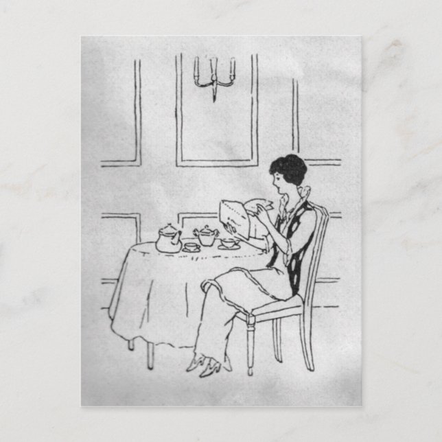 Vintage Frau im Tee Postkarte (Vorderseite)