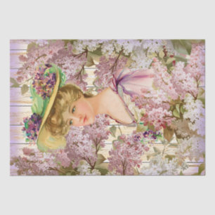 Vintage Frau in Lilacs Dekoupage Seidenpapier