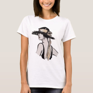 Vintage Frau mit Hut T-Shirt