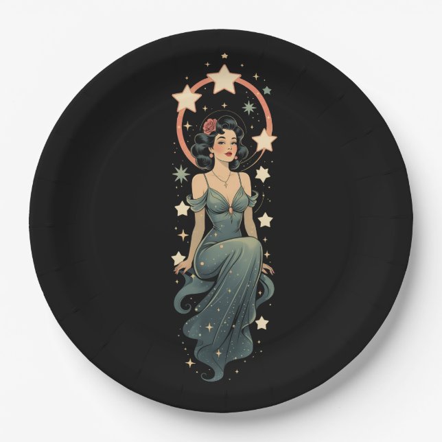 VINTAGE FRAU PAPPTELLER (Vorderseite)