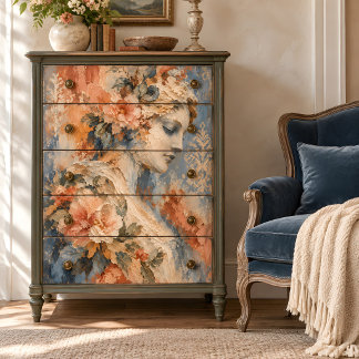 Vintage Frau Pfirsichrosen-Decoupage Seidenpapier
