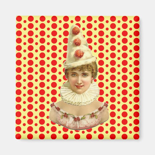 Vintage Frau Pierrot Magnet (Vorne)