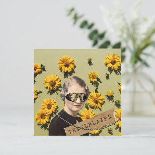 Vintage Frau Pionierin Gänseblümchen Kitsch Grußka