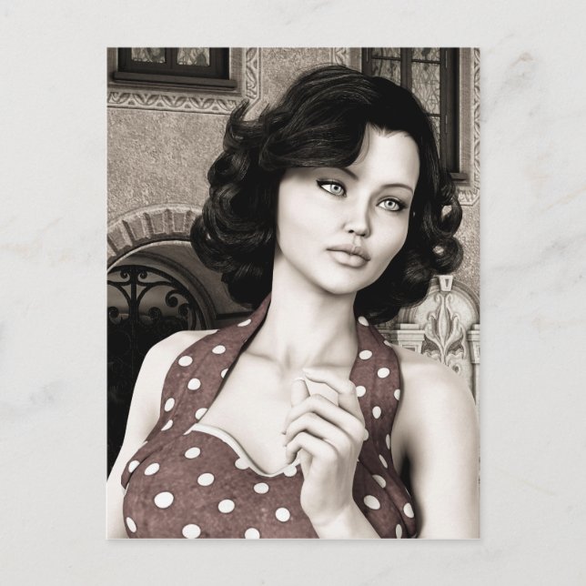 Vintage Frau Postkarte (Vorderseite)