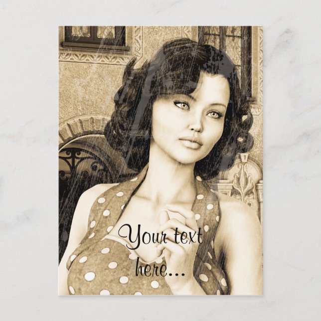 Vintage Frau Postkarte (Vorderseite)