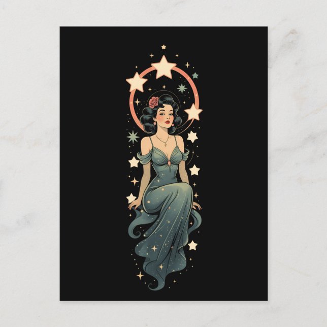 Vintage Frau Postkarte (Vorderseite)