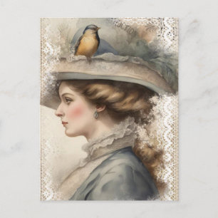 Vintage Frau Postkarte