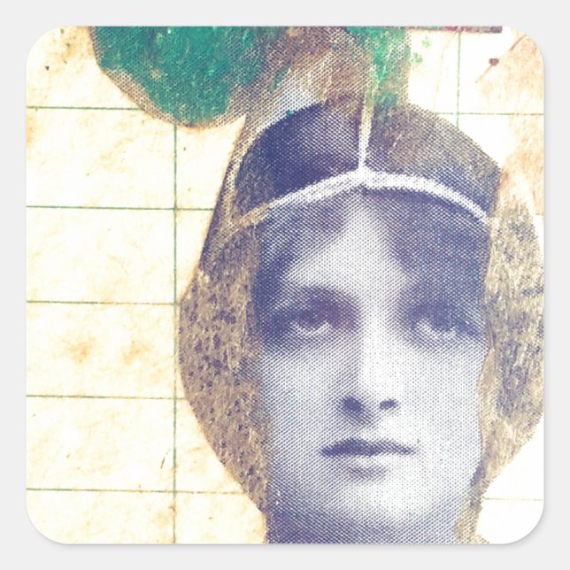 Vintage Frau Quadratischer Aufkleber (Vorderseite)