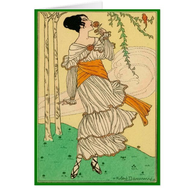 Vintage Frau Riecht Blume (Vorne)